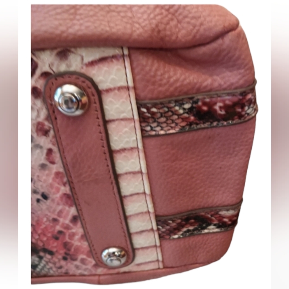 Sharif Authentic Dusty Rose Leather Python Should… - image 7